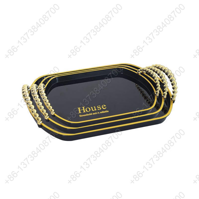 Rectangle Party Serving Plates With Gold /Silver Plated Handles Wedding Party Fruit Dessert Plates Food Storage Tray