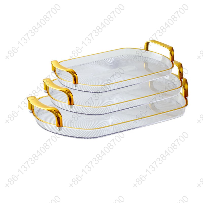 Rectangle Party Serving Plates With Gold /Silver Plated Handles Wedding Party Fruit Dessert Plates Food Storage Tray