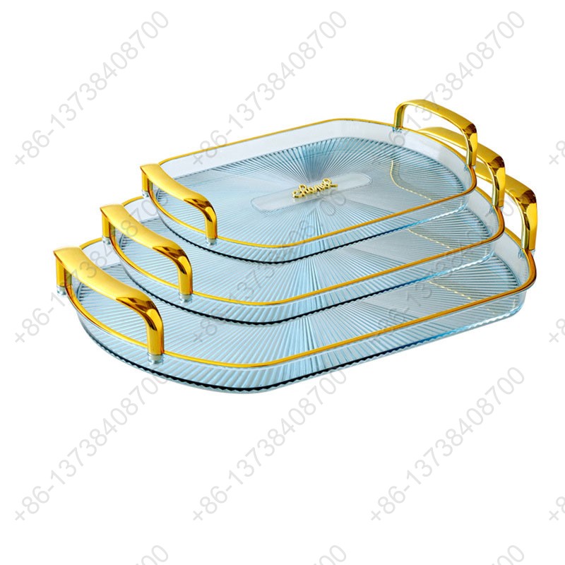 Rectangle Party Serving Plates With Gold /Silver Plated Handles Wedding Party Fruit Dessert Plates Food Storage Tray