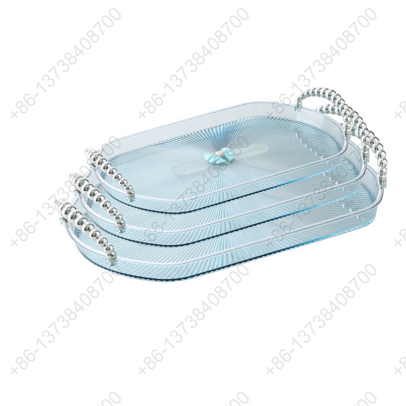 Rectangle Party Serving Plates With Gold /Silver Plated Handles Wedding Party Fruit Dessert Plates Food Storage Tray