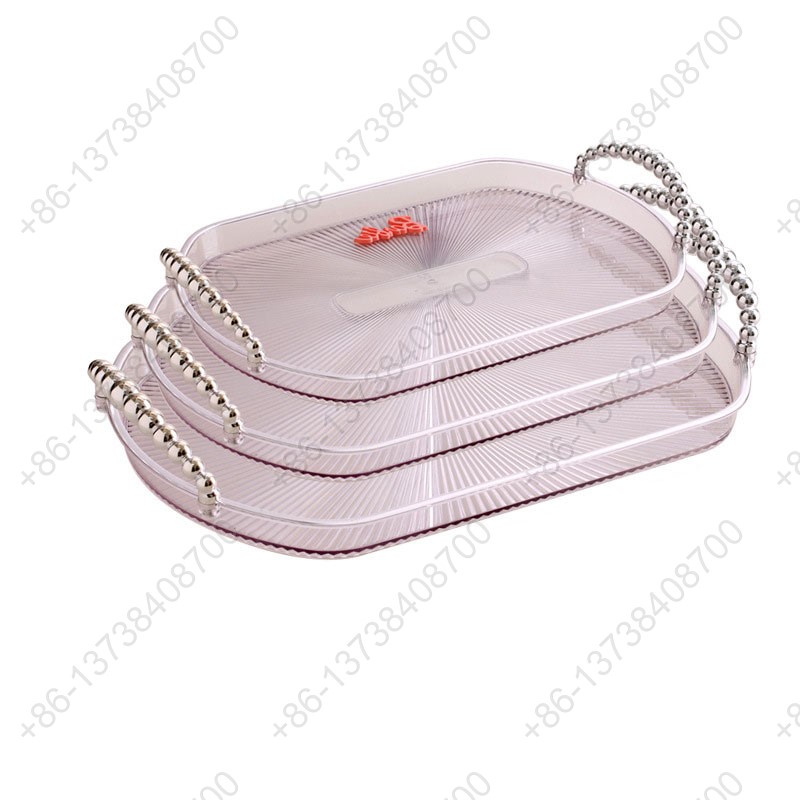 Rectangle Party Serving Plates With Gold /Silver Plated Handles Wedding Party Fruit Dessert Plates Food Storage Tray