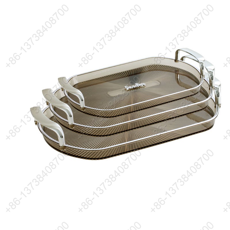 Rectangle Party Serving Plates With Gold /Silver Plated Handles Wedding Party Fruit Dessert Plates Food Storage Tray