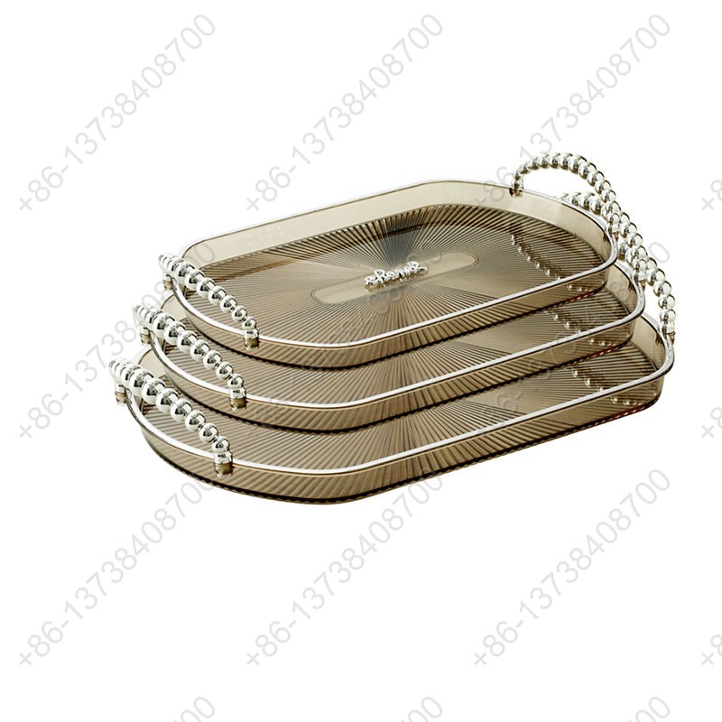 Rectangle Party Serving Plates With Gold /Silver Plated Handles Wedding Party Fruit Dessert Plates Food Storage Tray