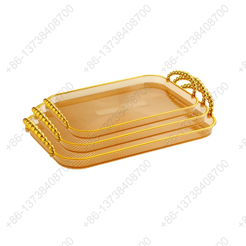 Rectangle Party Serving Plates With Gold /Silver Plated Handles Wedding Party Fruit Dessert Plates Food Storage Tray