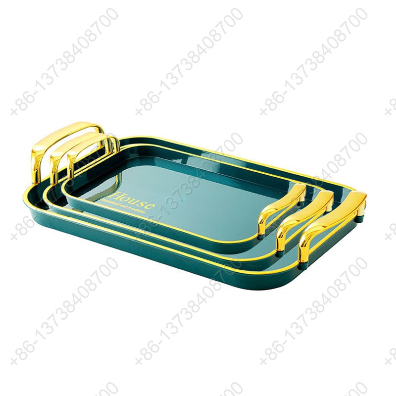 Rectangle Party Serving Plates With Gold /Silver Plated Handles Wedding Party Fruit Dessert Plates Food Storage Tray