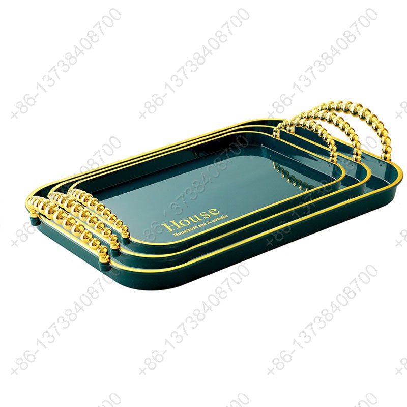 Rectangle Party Serving Plates With Gold /Silver Plated Handles Wedding Party Fruit Dessert Plates Food Storage Tray