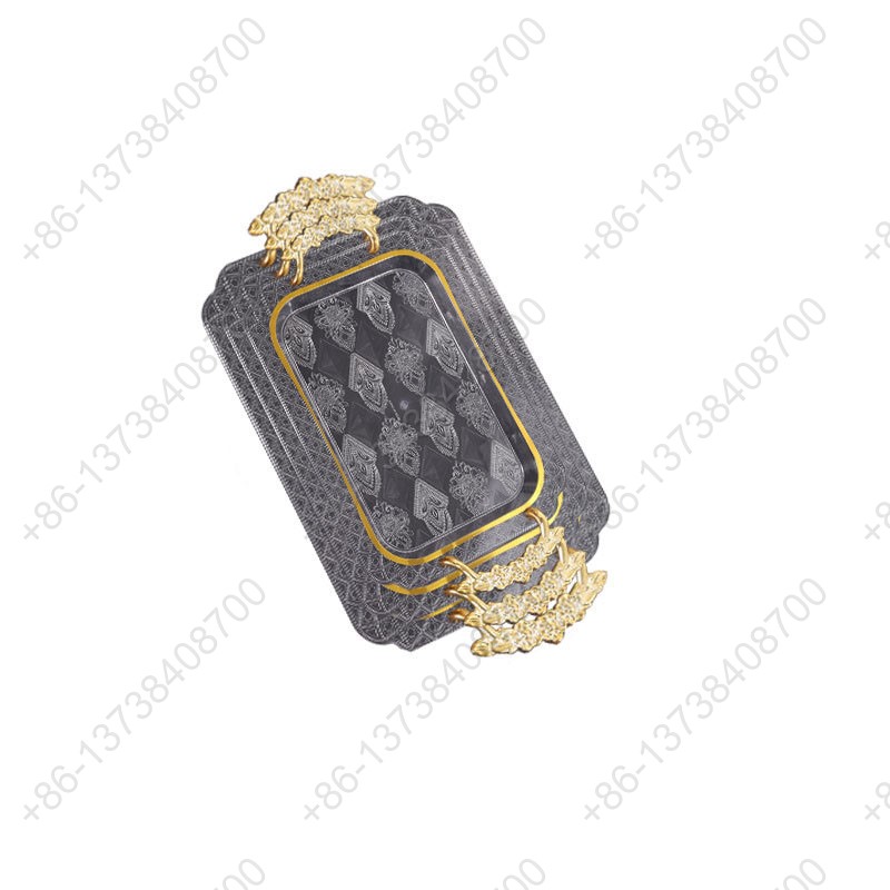 Rectangle Party Serving Plates With Gold /Silver Plated Handles Wedding Party Fruit Dessert Plates Food Storage Tray