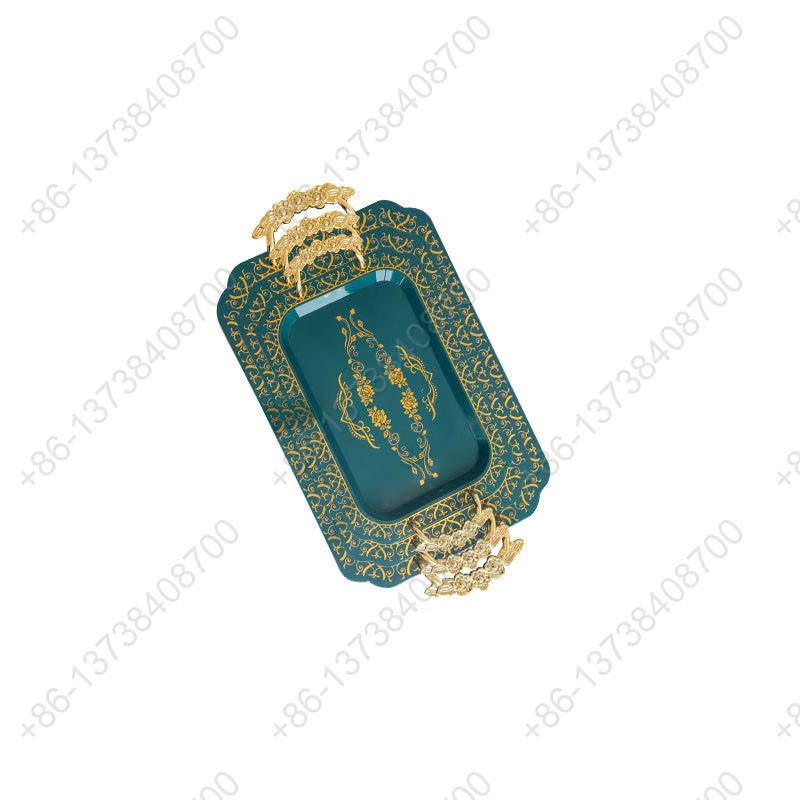 Rectangle Party Serving Plates With Gold /Silver Plated Handles Wedding Party Fruit Dessert Plates Food Storage Tray