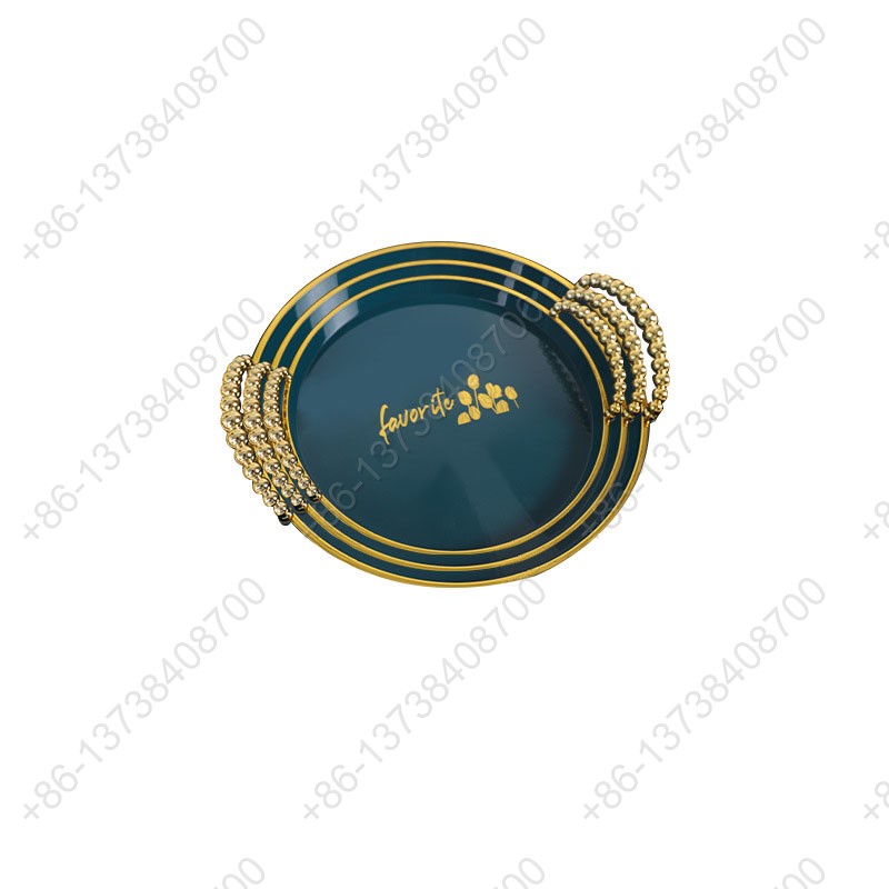 Round Party Serving Plates With Gold /Silver Plated Handles Wedding Party Fruit Dessert Plates Food Storage Tray